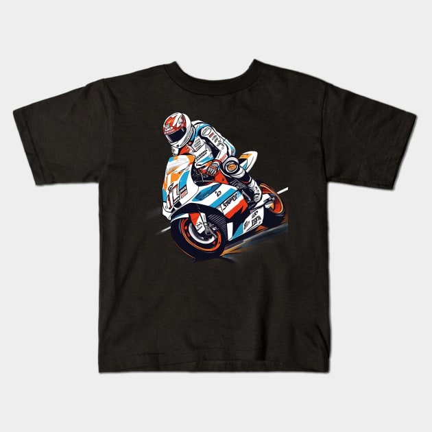 Motorbike Racing Kids T-Shirt by animegirlnft